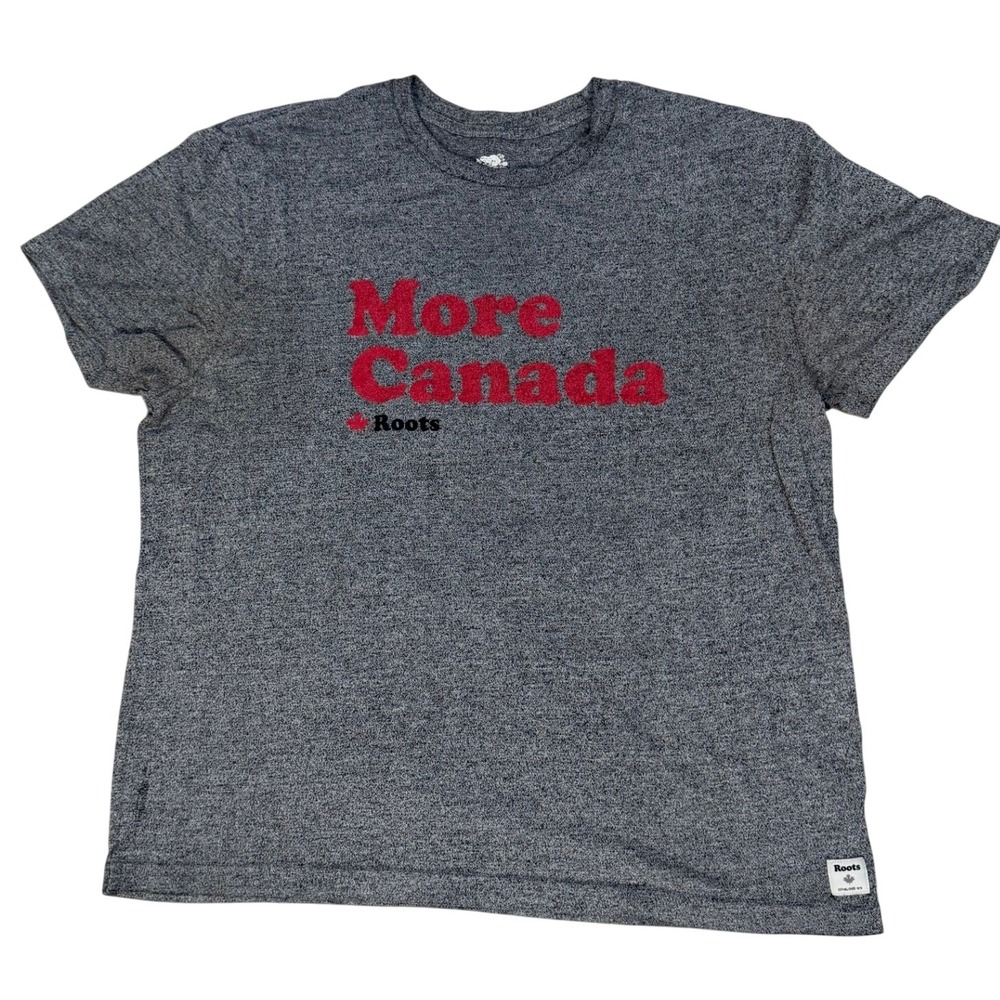 Roots More Canada Graphic T-Shirt XL Grey Marled Short Sleeve Crewneck